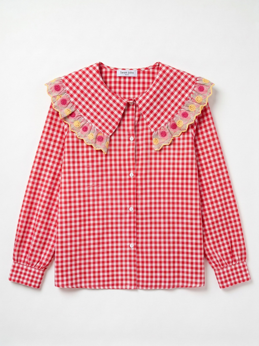 Gingham Red Blouse