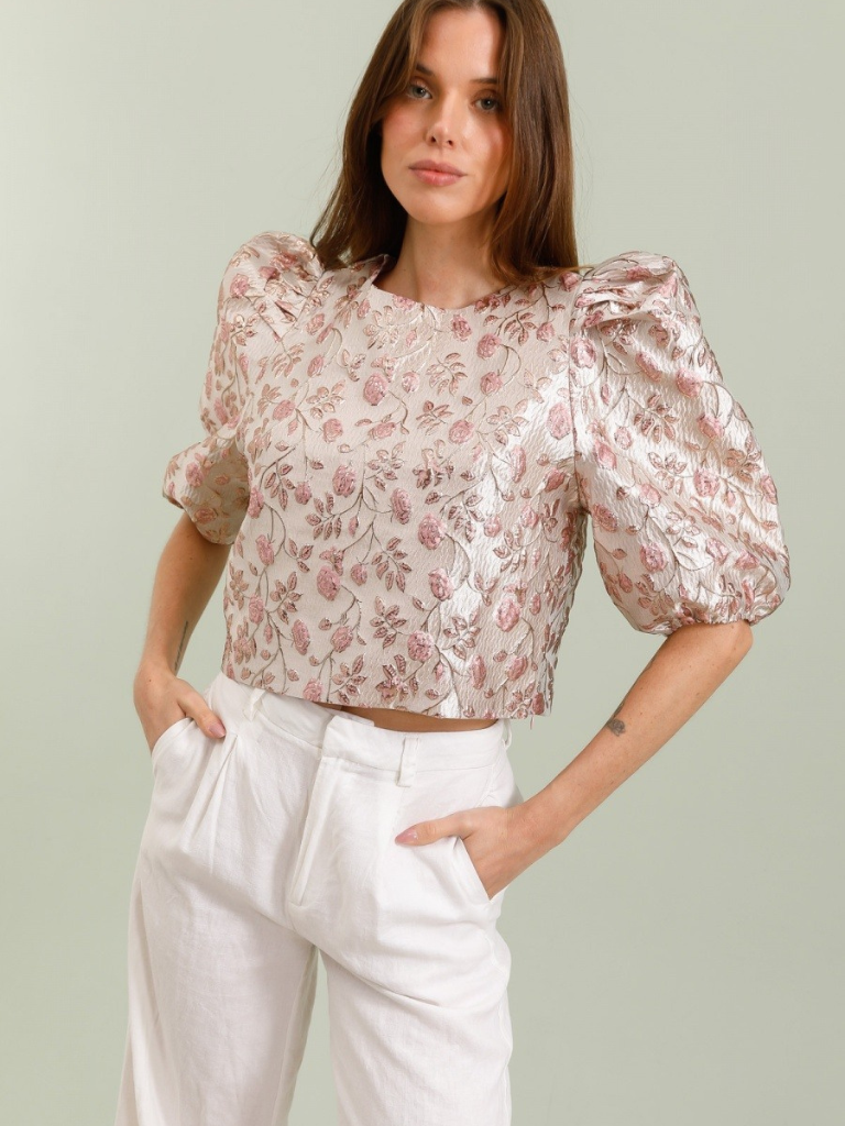 Layla Pink Jaquard Top
