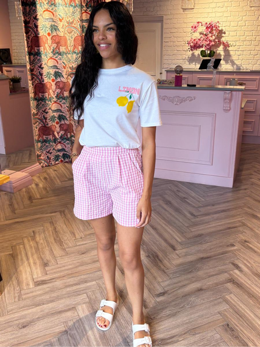 Ella Pink Gingham Shorts