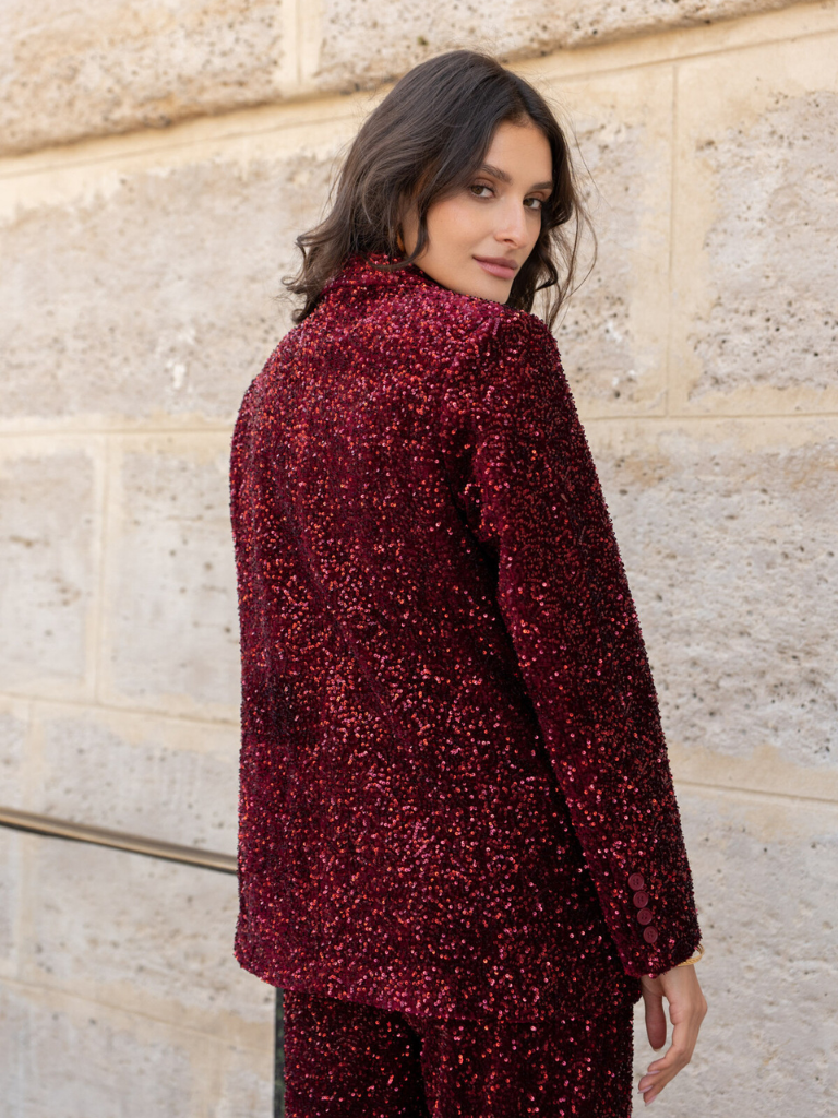 Luna Burgundy Sequin Suit