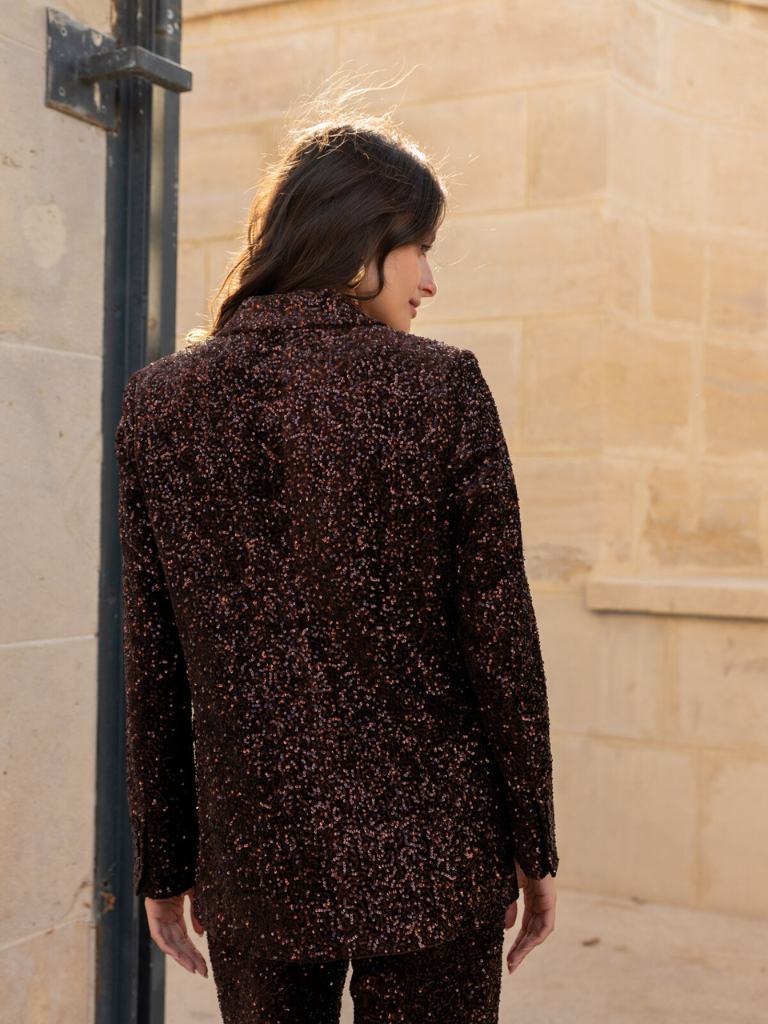 Luna Chocolate Sequin Suit