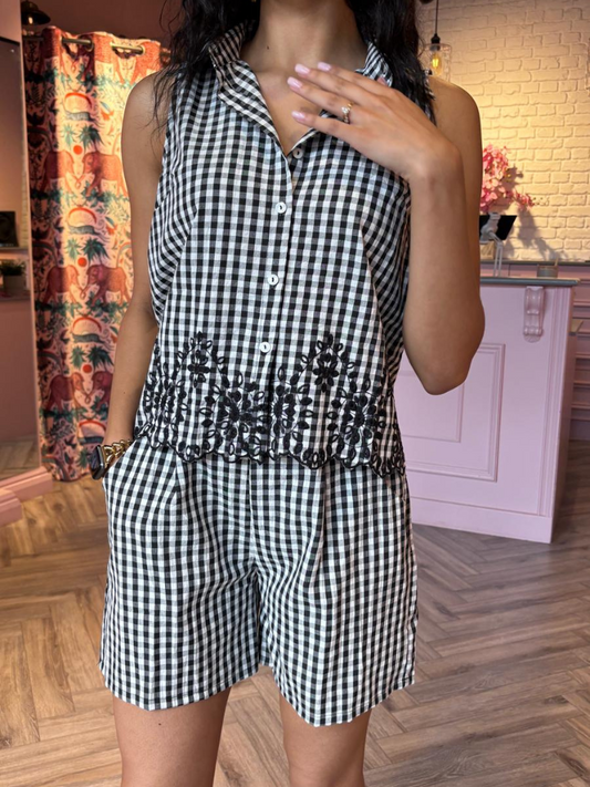Ella Black Gingham Shorts