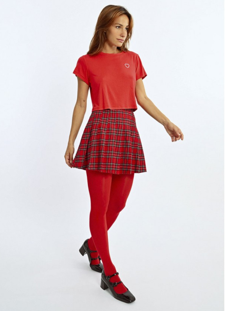 Pleated Checked Mini Skirt