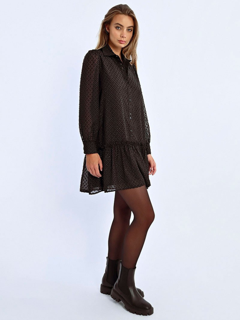 Dotted Lace Shirt Dress