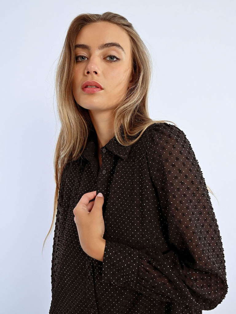 Dotted Lace Shirt Dress