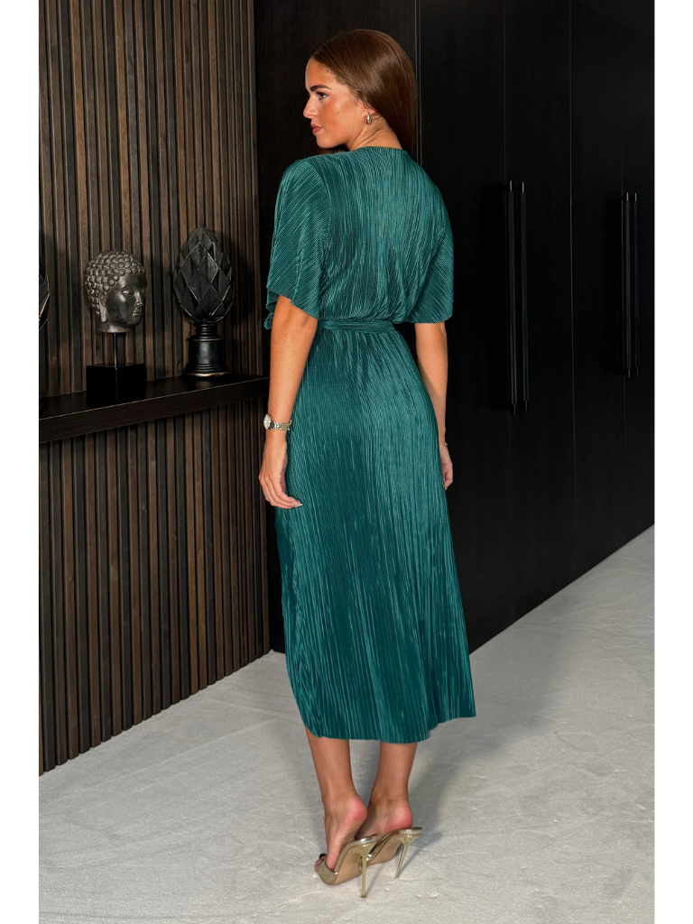 Tabby Teal Ruched Midi Dress