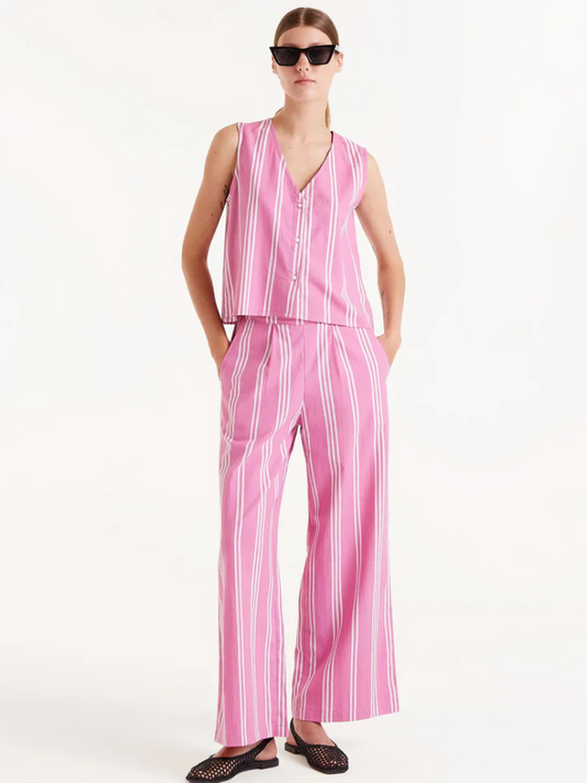 Jemma Pink Stripe Waistcoat