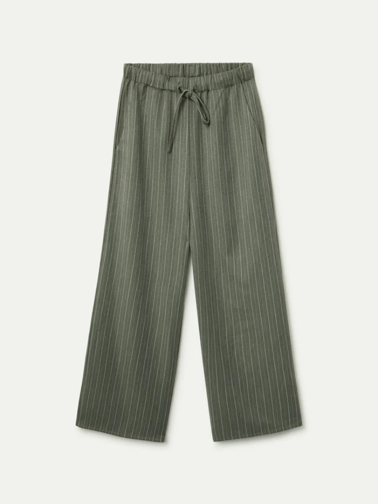 Sage green pinstripe pants