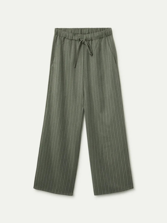 Sage green pinstripe pants