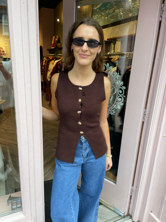 Esme Waistcoat Knit Chocolate