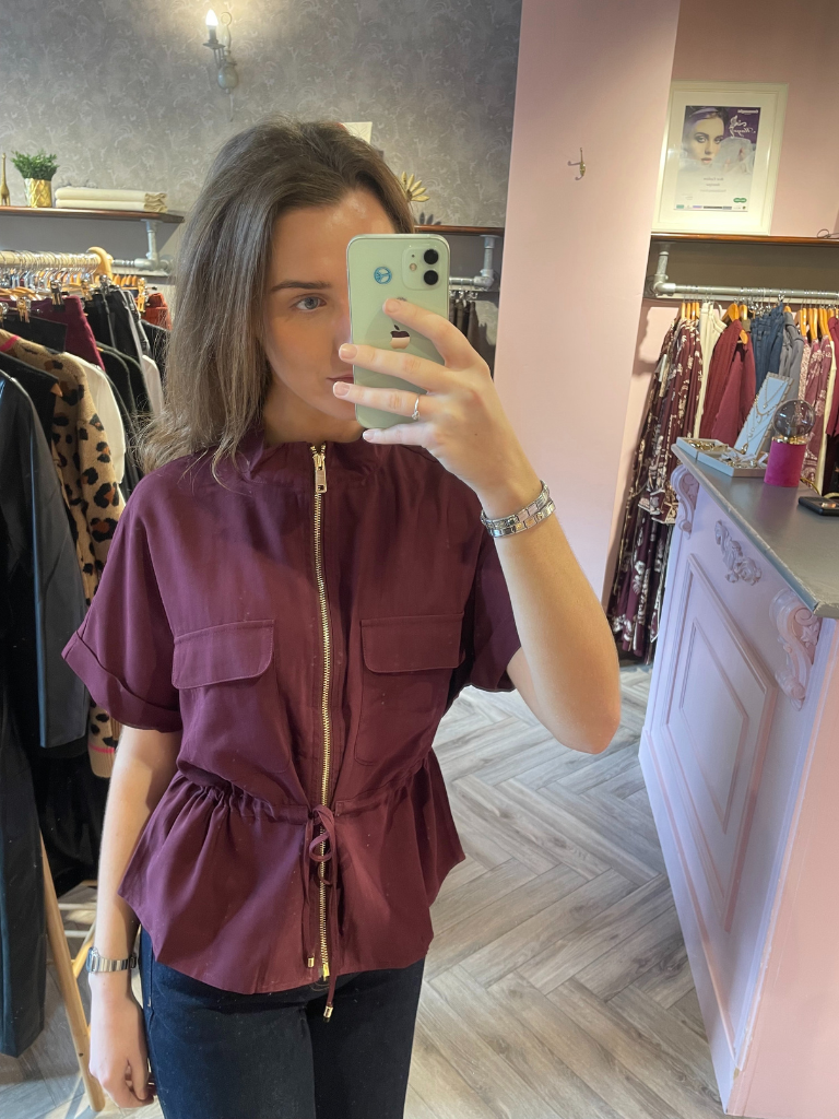 Gracie Utility Shirt - Burgundy