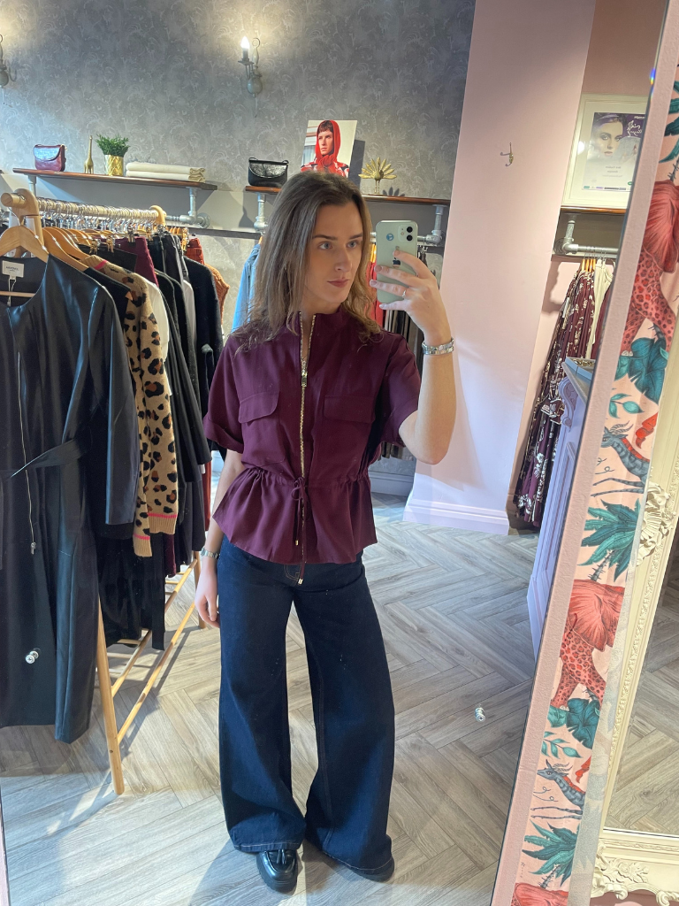 Gracie Utility Shirt - Burgundy