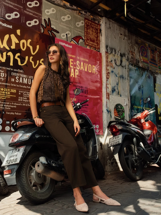 Bony Barrel Leg Jeans - Brown