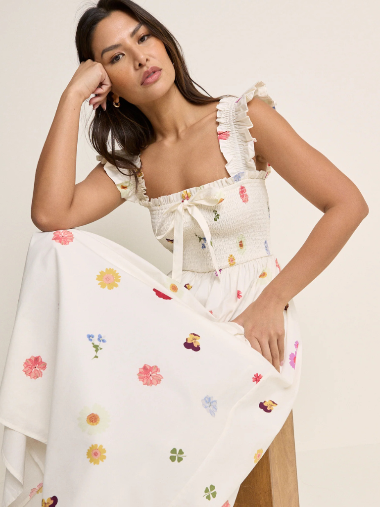 Christina Shirred Midi Dress