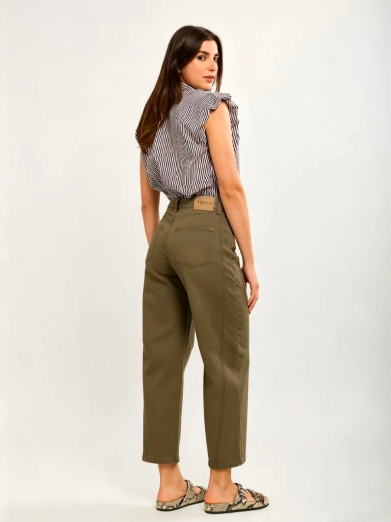 Eabha Khaki Barrel Jean