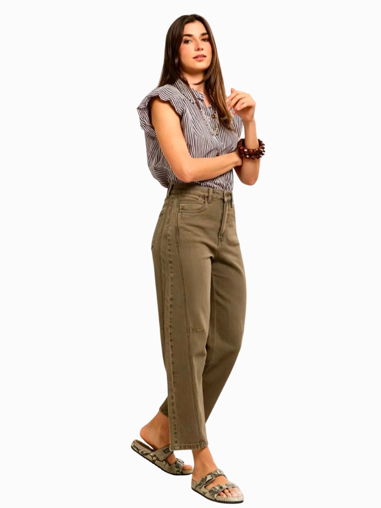 Eabha Khaki Barrel Jean