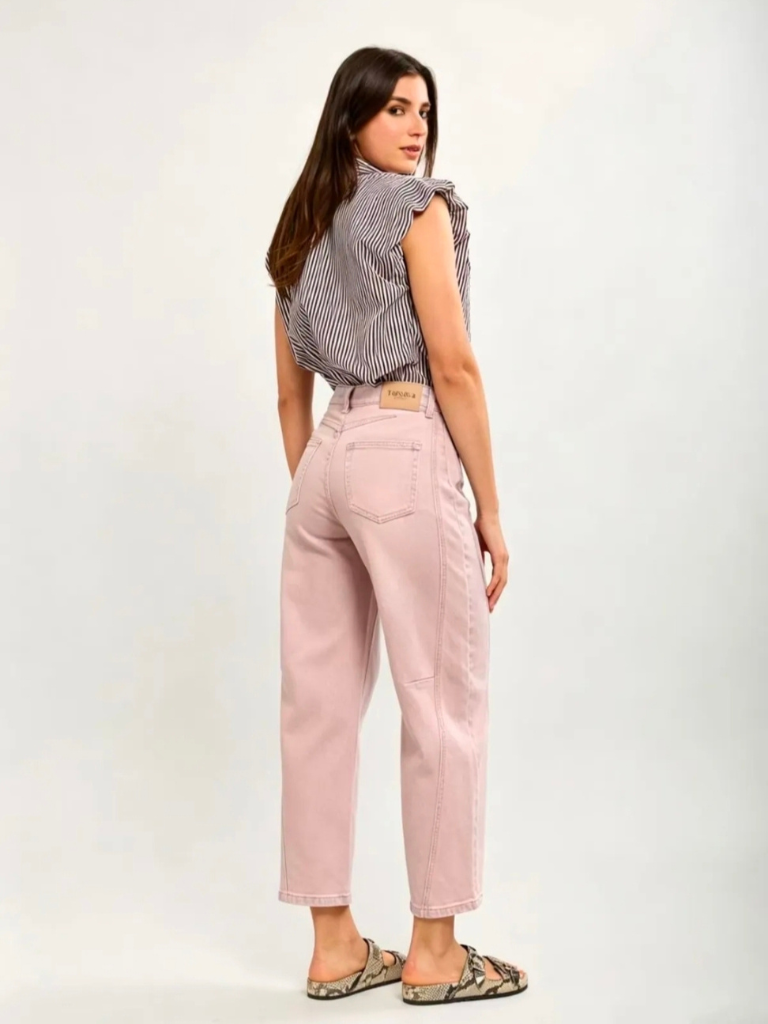 Eabha Dusty Pink Barrel Jean