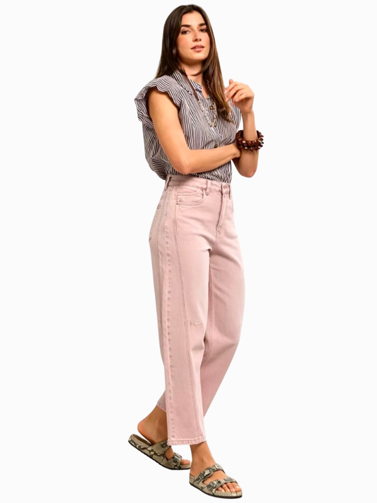 Eabha Dusty Pink Barrel Jean