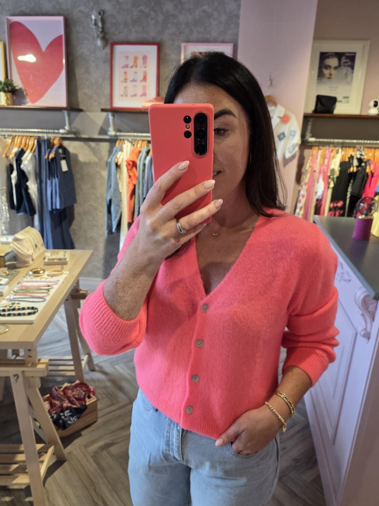 Claire Neon Pink Alpaca Blend Cardigan