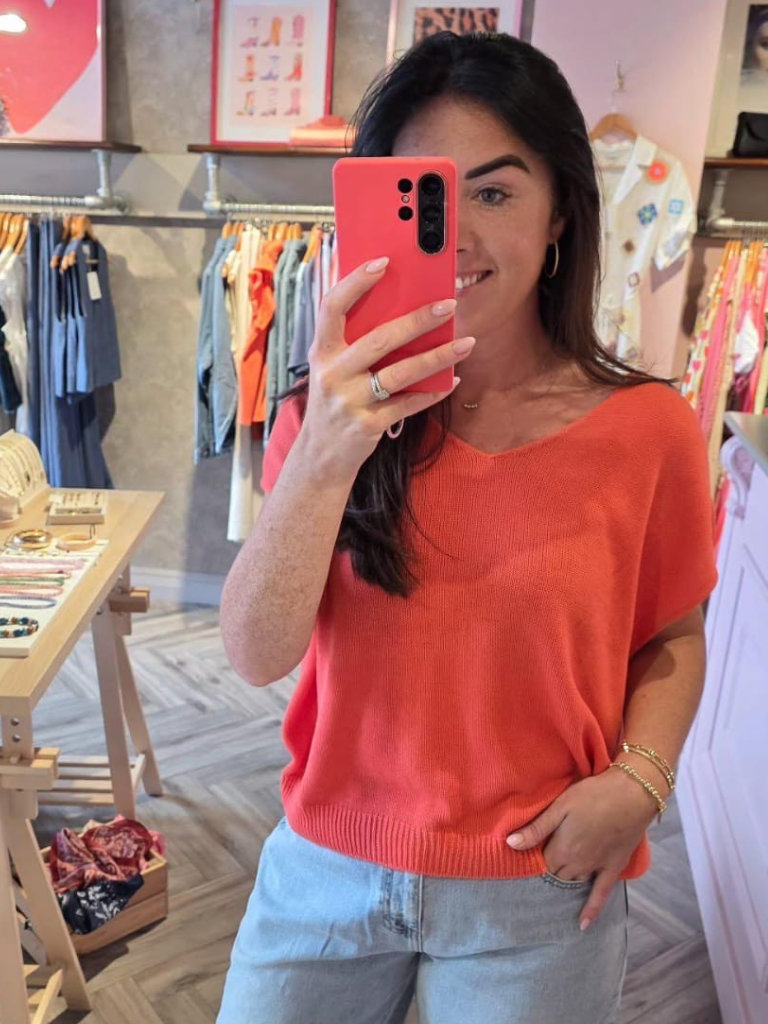 Lizzie Coral Fine Knit