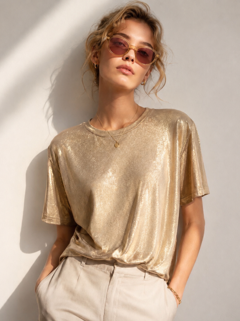 Esther Gold Metallic Tee