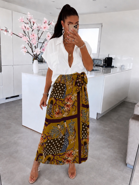 Cleo Camel Wrap Skirt