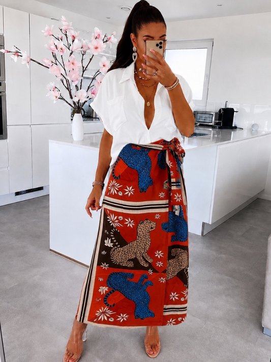 Cleo Red Wrap Skirt