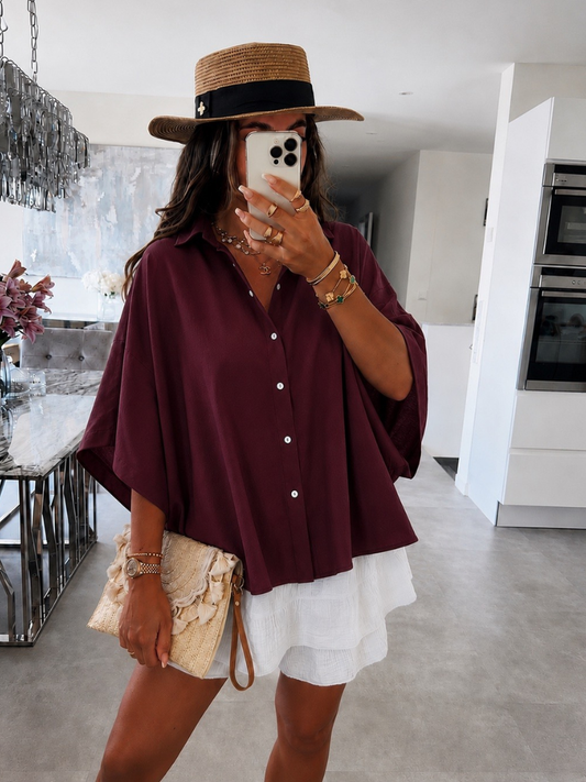 Matilda Burgundy Batwing Sleeve