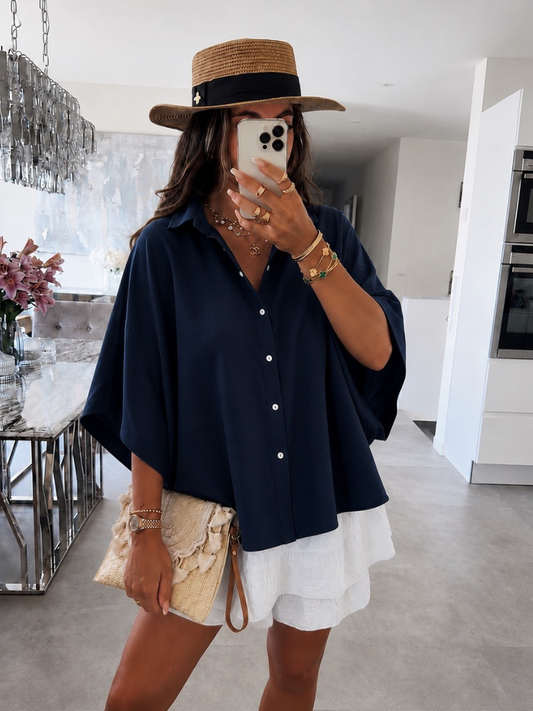 Matilda Navy Batwing Sleeve