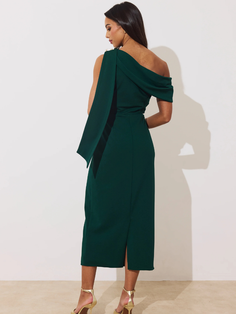 Eleni Green Drape Midi