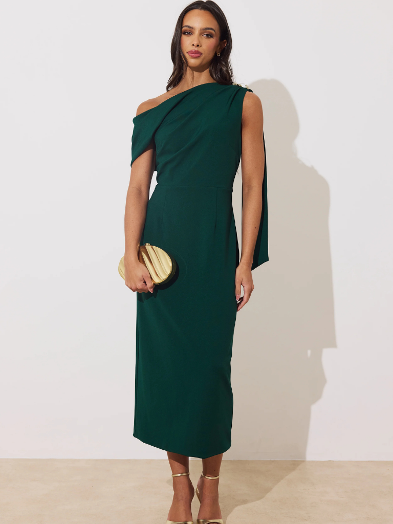 Eleni Green Drape Midi