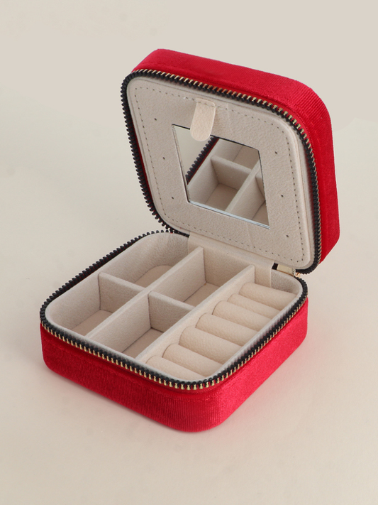 Harmony Ruby Red Velvet Jewellery Box