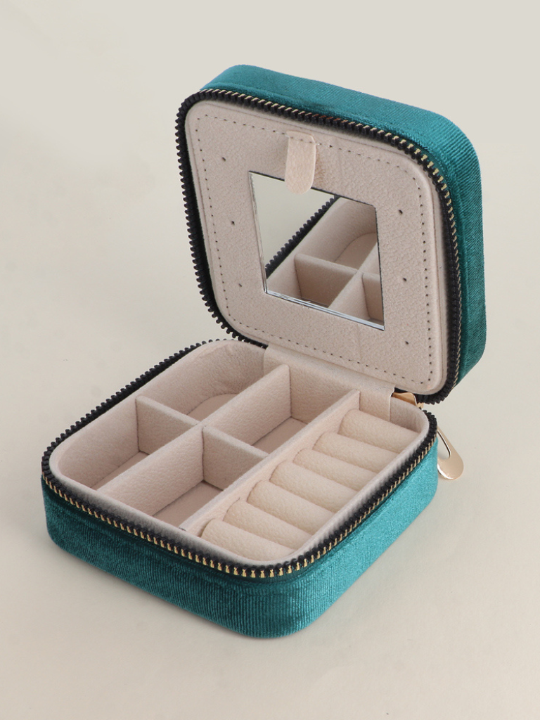 Harmony Teal Velvet Jewellery Box