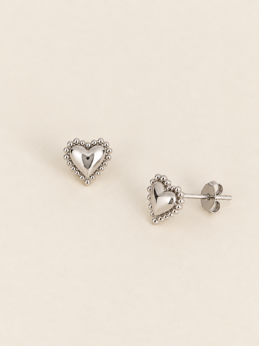 Midnight Heart Studs Silver