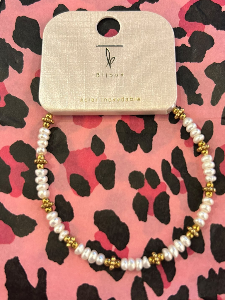 Jane Pearl and Gold Beaded Bracelet