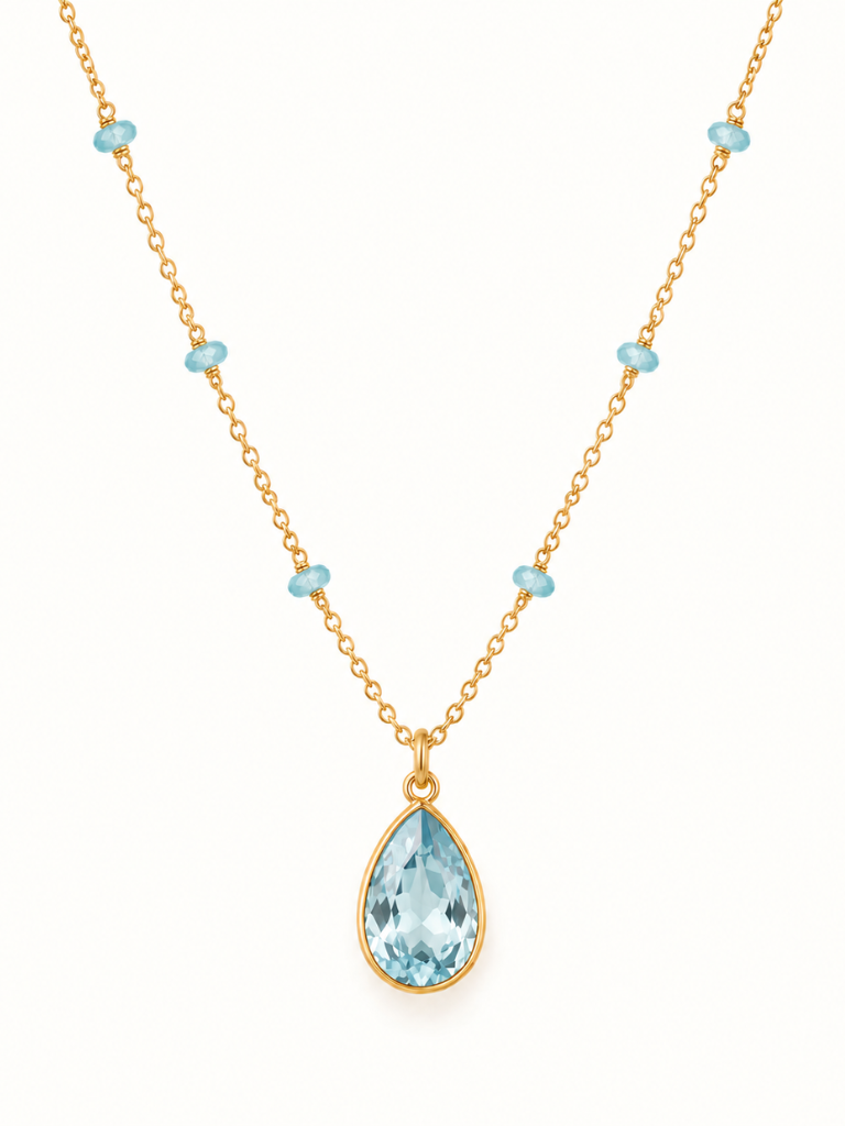 Blair Aqua Teardrop Necklace