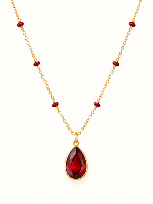 Blair Red Teardrop Necklace
