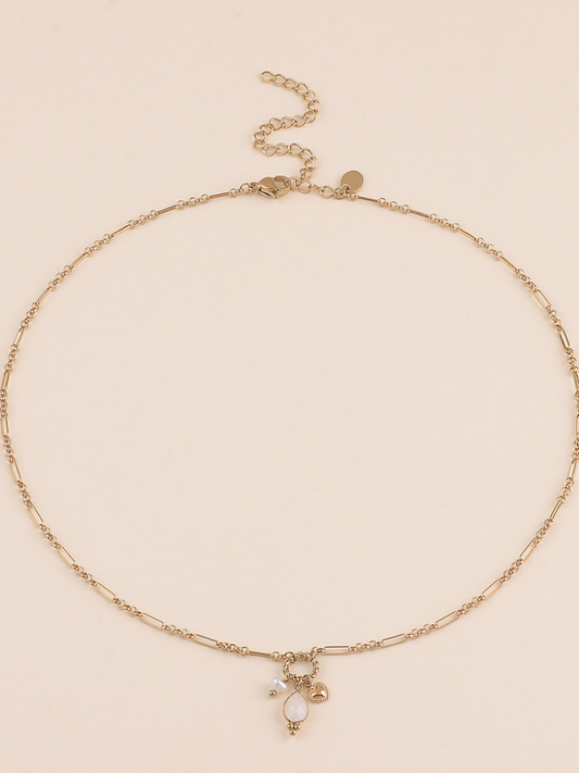 Amara Pearl White Charm Necklace