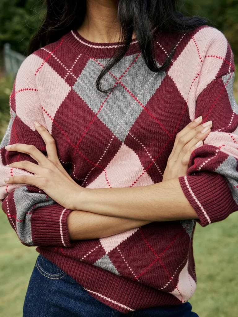 Burgundy Argyle Jumper