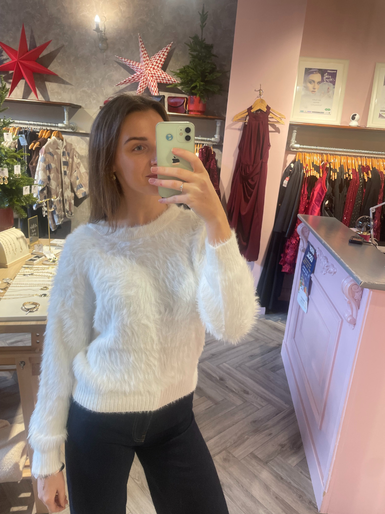 Long Sleeve White fluffy Knit