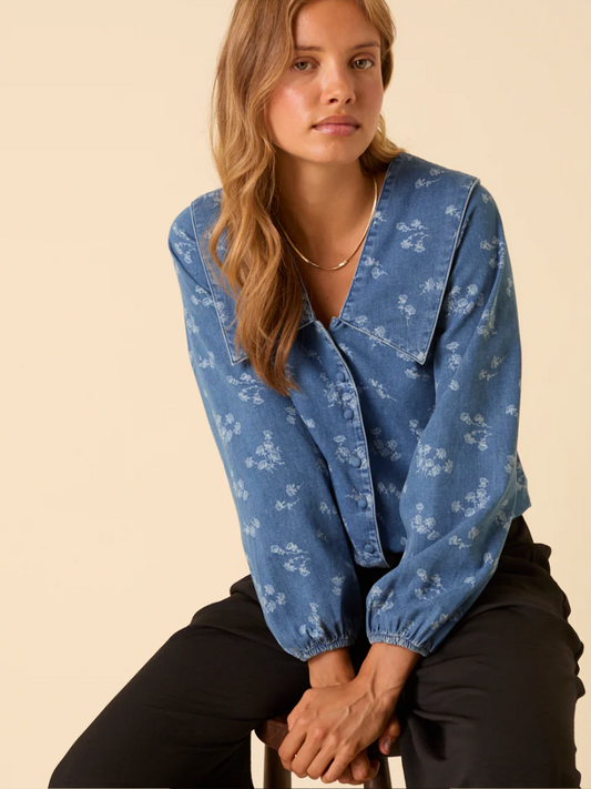 Towan Sailor collar printed blouse