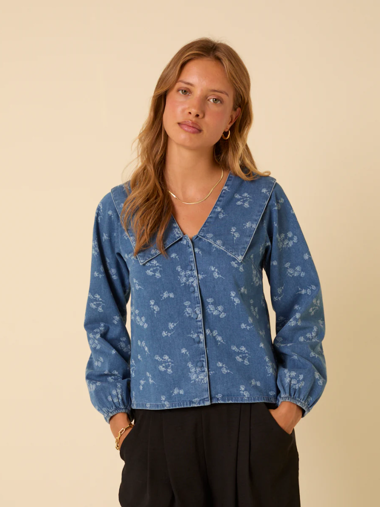 Towan Sailor collar printed blouse