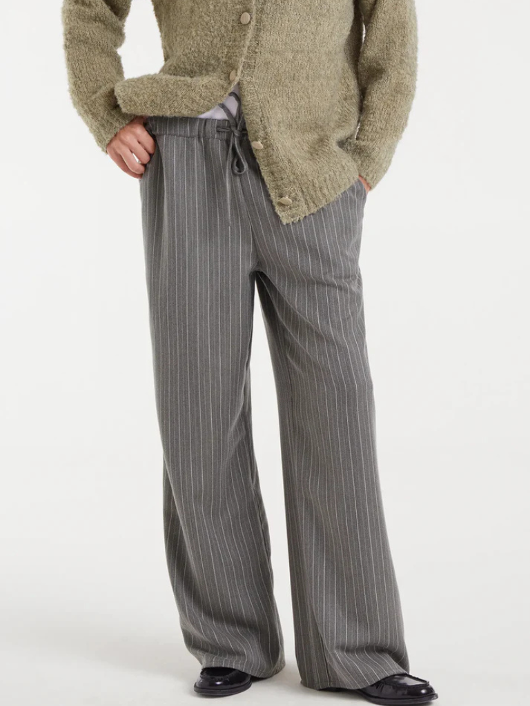 Sage green pinstripe pants