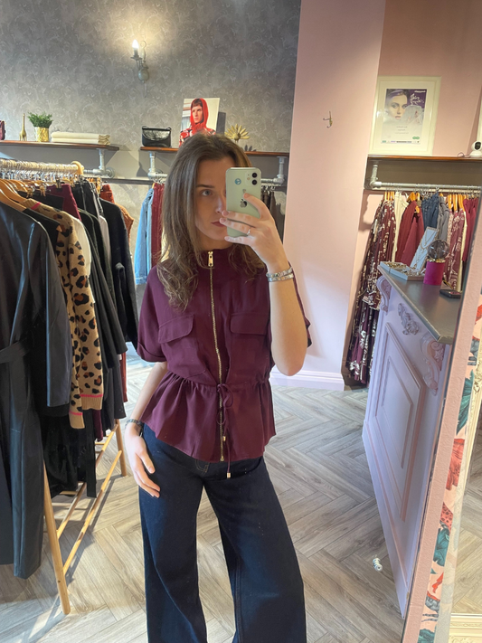 Gracie Utility Shirt - Burgundy