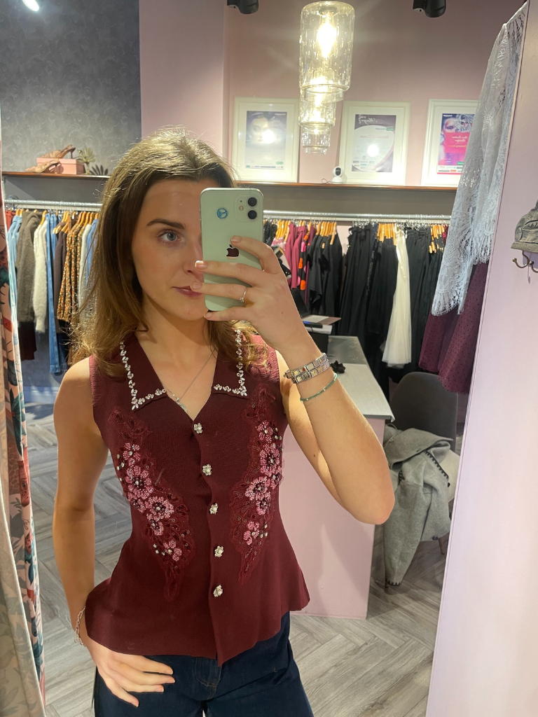 Harley Burgundy Embellised Vest