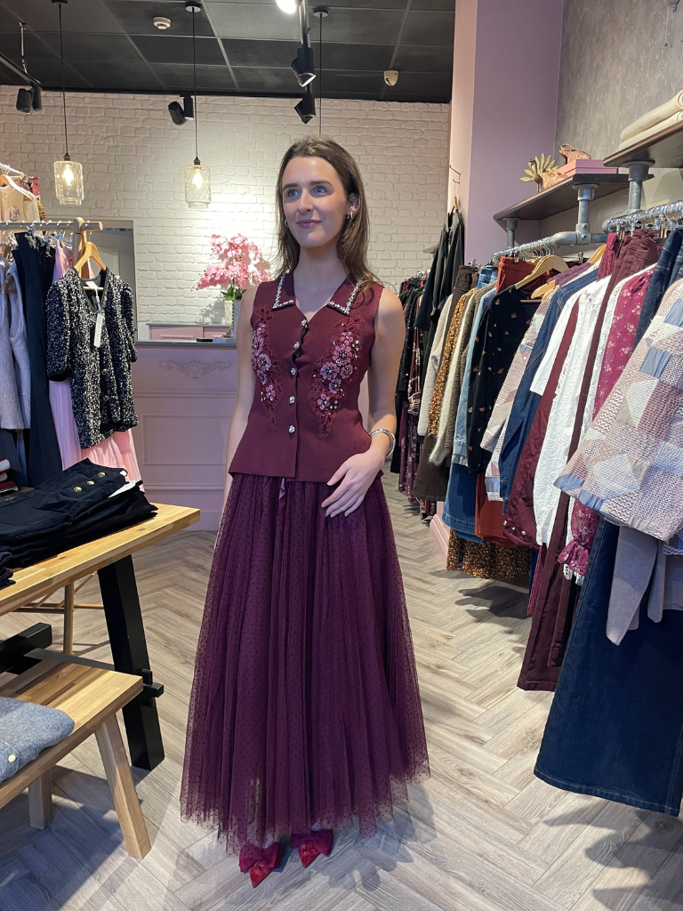 Harley Burgundy Embellised Vest