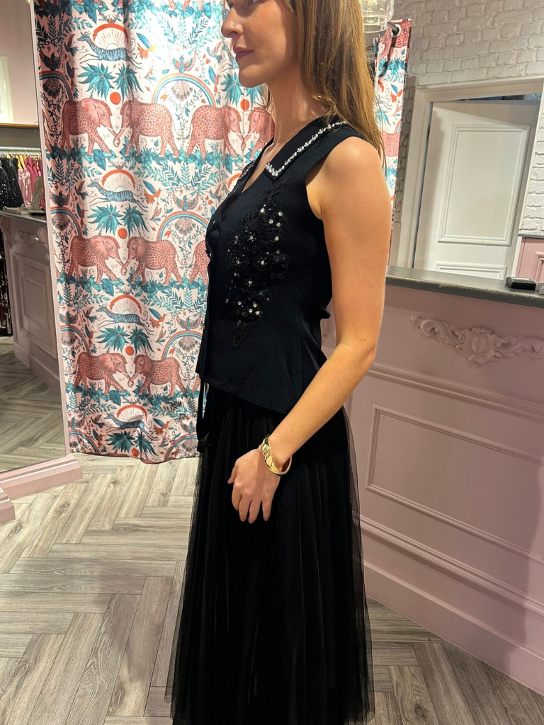 Harley Black Embellised Vest