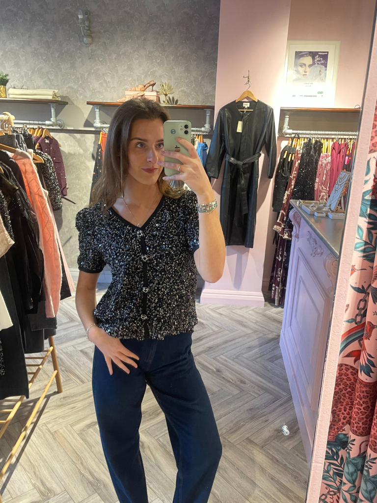 Laura Sequin V-Neck Top