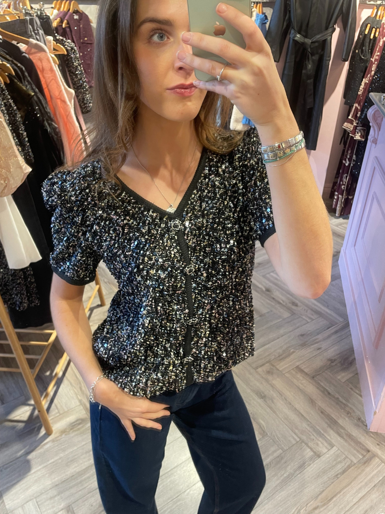 Laura Sequin V-Neck Top
