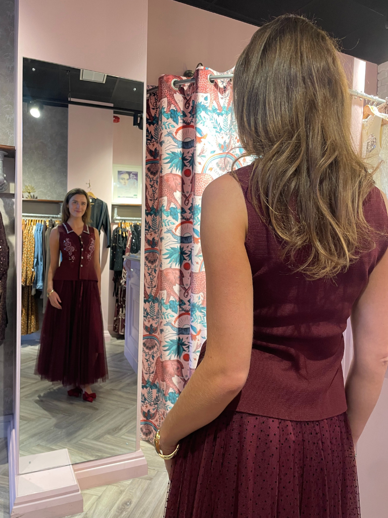 Burgundy Polka Dot Tulle